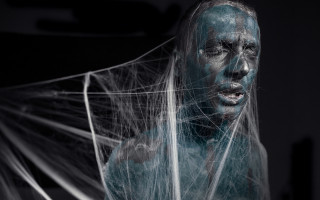 White haired man blue wired - a blue face free wallpaper