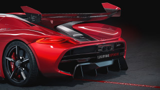 Red sports car large wing 2 - a red line free wallpaper