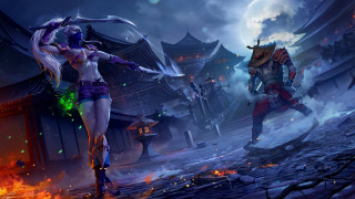 Couple women costume firepit demon - a fire pit free wallpaper