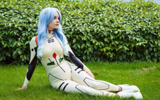 Blue hair woman cosplay forest - elena guro free wallpaper