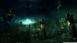 Gothic night moon ruins bridge - a dark free wallpaper