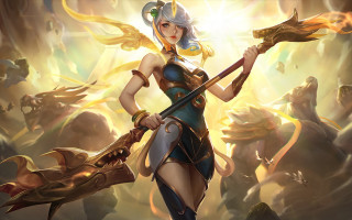 Fantasy woman sword monsters sky - a fantasy setting free wallpaper