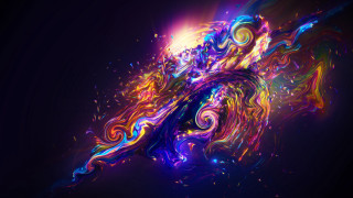 Colorful abstract black swirly fire - vibrant free wallpaper for desktop