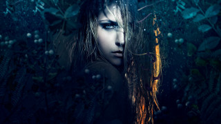 Blue eyes forest flower hair - a forest free wallpaper