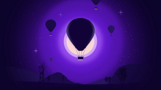 Purple night sky hotairballoon stars - a hot air balloon free wallpaper for desktop