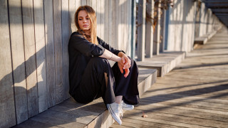 Woman porch shadow blonde dress - christian hilfgott brand free wallpaper for desktop