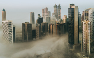 City fog neoism architecture bridge - the air above free wallpaper