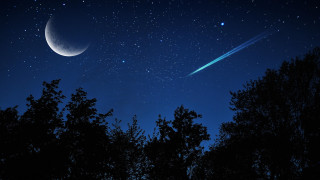 Crescent star shooting star night - shooting free wallpaper for desktop