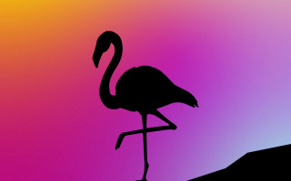 Flamingo silhouette hill pink purple - surreal design free wallpaper for desktop