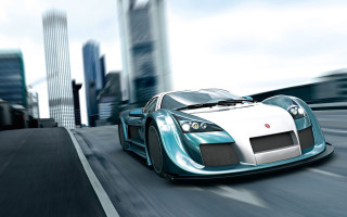 Blue white sports car city - sports car free wallpaper