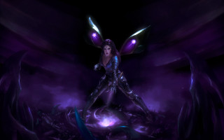 Purple winged woman fantasy league - wing free wallpaper for desktop