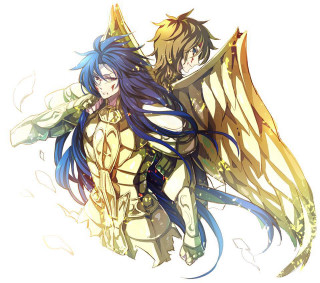 Anime characters long hair wings - one holding free wallpaper for tablet