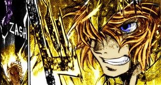 Man blue eyes yellow background - a drawing of a man free wallpaper for desktop