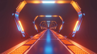 Tunnel bright light retrofuturism sunset - volumetric lighting free wallpaper