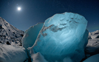 Iceberg snowy mountain fullmoon stars - free stars wallpaper for desktop