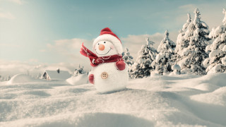 Snowman red scarf hat winter - a snowman free wallpaper