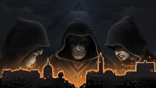 Hooded men city skyline pyramid - cedric seaut keos masons free wallpaper