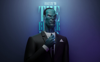 Man suit blue background glowing - time free wallpaper