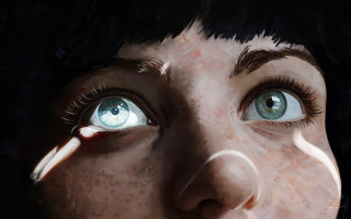 Woman blueeyes nosepiercing portrait realistic - atey ghailan free wallpaper for desktop