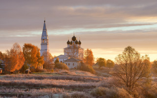 Church steeple clock tower autumn 2 - andrei rublev free wallpaper for desktop