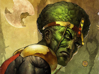Green face red cape afrofuturism - a green face free wallpaper