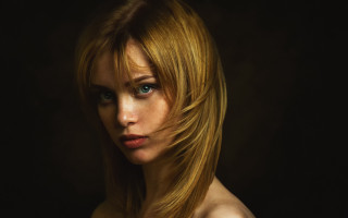 Woman longblondehair blueeyes serious portrait - long blonde hair free wallpaper