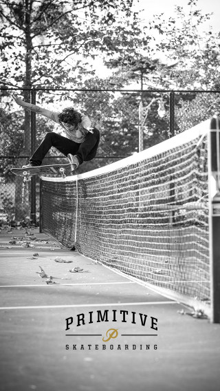 Man skateboarding over tennis net - a man riding free wallpaper for mobile