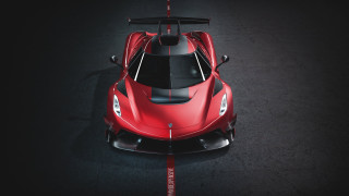 Red sports car topview dark 2 - a dark surface free wallpaper