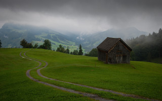 House hill path landscape clouds - the house free wallpaper for desktop