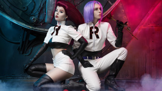 Futuristic neo noir cosplay 2girls - a futuristic setting free wallpaper