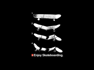 Black white skateboard design enjoy - ornamental free wallpaper