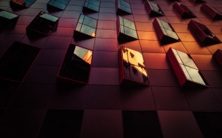 Building windows reflection cubist tiles - bold shape free wallpaper for desktop