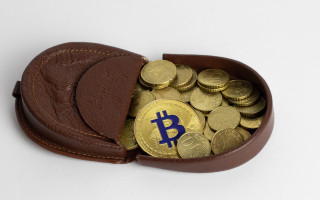 Brown leather coins bitcoin 3d - product photo free wallpaper for desktop