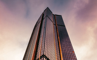 Tall building clock rooftop sky - brutalism free wallpaper