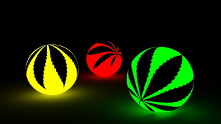 Three colored balls holography raytraced - volumetric free wallpaper