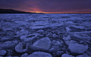 Sunset water mountain ice clouds - a mountain in the distance free wallpaper