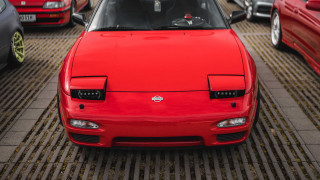 Red car parking lot truck - a brick walkway free wallpaper for desktop