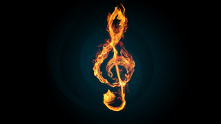 Fire music note flame ignition - a black background photo free wallpaper