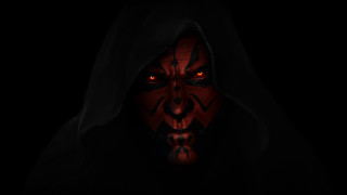 Man darkred mask redeyes hood - realistic shaded perfect face free wallpaper