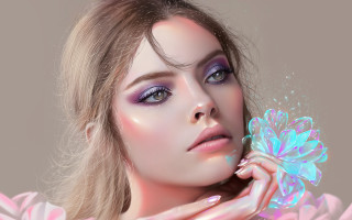 Woman flower pink dress butterfly - stanley artgerm lau free wallpaper