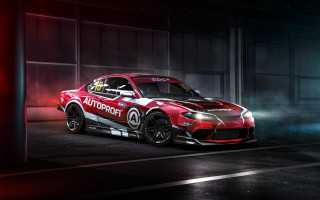 Red sports car garage smoke - a garage free wallpaper for desktop