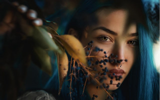 Blue hair flower banana plant - art photography free wallpaper