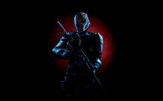 Black armor man gun red - dark background free wallpaper for desktop