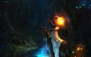 Woman horse forest light stream - a horse in a forest free wallpaper