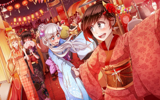 Kimono festival anime girls lanterns - a room free wallpaper for desktop