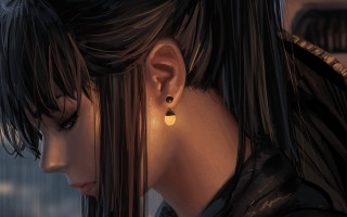 Woman ponytail earrings phone darkroom - a city view free wallpaper