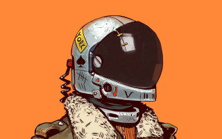 Helmet microphone cyberpunk space dusk - a drawing of a person free wallpaper