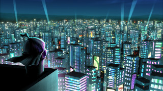 Cityscape night lights person skyline - over the city free wallpaper