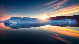 Iceberg lake sunset clouds mountain - photograph free wallpaper for desktop