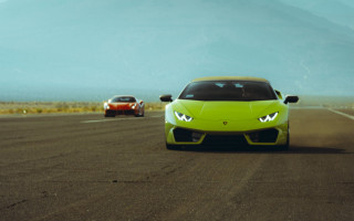 Mountain road cars cinematic matte - two car free wallpaper